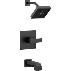 imageDelta Faucet Ara 14 Series SingleFunction Tub and Shower Trim Kit with SingleSpray H2Okinetic Shower Head Matte Black T14467BL Valve Not Included