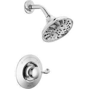 imageDelta Faucet Esato 14 Series SingleHandle Black Shower Faucet Shower Trim Kit with 5Spray H2Okinetic Black Shower Head Matte Black 142897BL Valve IncludedChrome