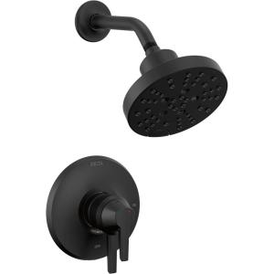 imageDelta Faucet Galeon Single Handle Matte Black Shower Faucet with H2Okinetic Shower Head Black Shower Faucet Set Matte Black Shower Trim Kit Matte Black T14272BL Valve Not IncludedMatte Black