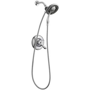 imageDelta Faucet Linden 17 Series DualFunction Shower Faucet Shower Trim Kit with 4Spray In2ition 2in1 Dual Hand Held Shower Head with Hose Venetian Bronze T17294RBI Valve Not IncludedChrome