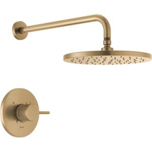 imageDelta Faucet Modern Raincan Round SingleFunction Shower Valve Trim Kit Gold Shower Faucet Set Rainfall Shower Head Gold Delta Shower Kit Champagne Bronze T14269CZPP Valve Not IncludedChampagne Bronze