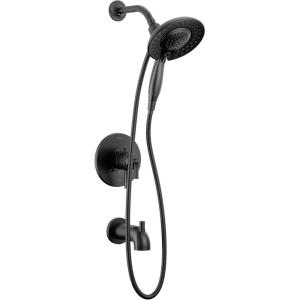 imageDelta Faucet Saylor 17 Series Black Tub and Shower Faucet Combo with In2ition 2in1 Shower Head with Handheld Spray Bathtub Faucet Set Tub Faucet Set Matte Black T17435BLI Valve Not IncludedMatte Black