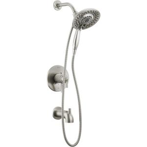 imageDelta Faucet Saylor 17 Series Black Tub and Shower Faucet Combo with In2ition 2in1 Shower Head with Handheld Spray Bathtub Faucet Set Tub Faucet Set Matte Black T17435BLI Valve Not IncludedStainless