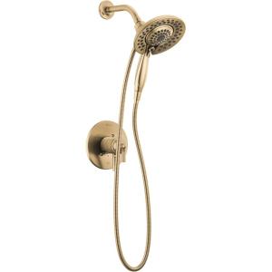 imageDelta Faucet Saylor 17 Series Gold Shower Valve Trim Kit with In2ition 2in1 Shower Head with Handheld Spray Shower Faucet Shower Head and Handle Champagne Bronze T17235CZI Valve Not IncludedChampagne Bronze