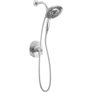 imageDelta Faucet Saylor 17 Series Gold Shower Valve Trim Kit with In2ition 2in1 Shower Head with Handheld Spray Shower Faucet Shower Head and Handle Champagne Bronze T17235CZI Valve Not IncludedChrome