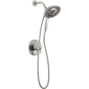imageDelta Faucet Saylor 17 Series Gold Shower Valve Trim Kit with In2ition 2in1 Shower Head with Handheld Spray Shower Faucet Shower Head and Handle Champagne Bronze T17235CZI Valve Not IncludedBrushed Nickel