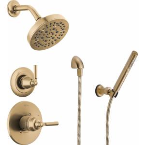 imageDelta Faucet Saylor 3Setting Gold Shower System Including Shower Head Handheld Shower Shower Handle Shower Diverter and Shower Valve Kit Delta Shower Trim Kit Champagne Bronze