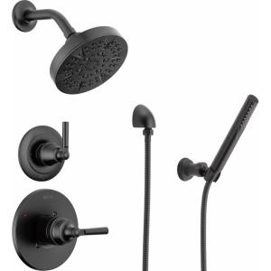imageDelta Faucet Saylor 3Setting Matte Black Shower System Including Shower Head Handheld Shower Shower Handle Shower Diverter and Shower Valve Kit Delta Shower Trim Kit Matte Black