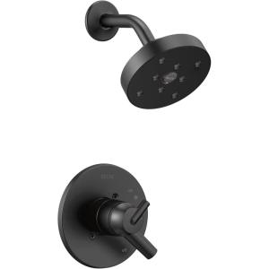 imageDelta Faucet Trinsic 17 Series DualFunction Shower Trim Kit with SingleSpray H2Okinetic Shower Head Matte Black T17259BL Valve Not Included