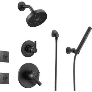 imageDelta Faucet Trinsic 6Setting Matte Black Shower System Including Matte Black Shower Head Handheld Shower Body Sprays Shower Handle Shower Diverter and Shower Valve Kit Matte Black