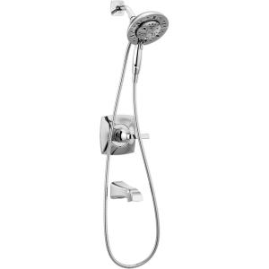 imageDelta Faucet Vesna 14 Series SingleHandle Shower Trim Kit with 5Spray H2Okinetic In2ition Dual Hand Held Shower Head with Hose Matte Black 144789BLI Valve IncludedChrome