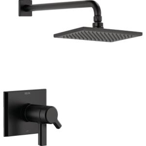 imageDelta Faucet Pivotal TempAssure Matte Black Shower Faucet with Matte Black Rain Shower Head Rainfall Shower Head Matte Black Shower System Matte Black T17T299BLMatte Black