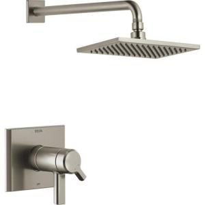 imageDelta Faucet Pivotal TempAssure Matte Black Shower Faucet with Matte Black Rain Shower Head Rainfall Shower Head Matte Black Shower System Matte Black T17T299BLStainless