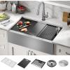 imageRivet 45inch Workstation Kitchen Sink Undermount 16 Gauge Stainless Steel Single Bowl with 2Tier WorkFlow Ledge and Chefs Kit of 11 Accessories 95BA13145SSSStainless Steel