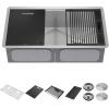 imageRivet 45inch Workstation Kitchen Sink Undermount 16 Gauge Stainless Steel Single Bowl with 2Tier WorkFlow Ledge and Chefs Kit of 11 Accessories 95BA13145SSSStainless Steel