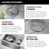 imageRivet 45inch Workstation Kitchen Sink Undermount 16 Gauge Stainless Steel Single Bowl with 2Tier WorkFlow Ledge and Chefs Kit of 11 Accessories 95BA13145SSSStainless Steel