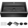 imageRivet 45inch Workstation Kitchen Sink Undermount 16 Gauge Stainless Steel Single Bowl with 2Tier WorkFlow Ledge and Chefs Kit of 11 Accessories 95BA13145SSSGunmetal