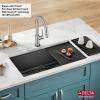 imageRivet 45inch Workstation Kitchen Sink Undermount 16 Gauge Stainless Steel Single Bowl with 2Tier WorkFlow Ledge and Chefs Kit of 11 Accessories 95BA13145SSSGunmetal