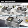 imageRivet 45inch Workstation Kitchen Sink Undermount 16 Gauge Stainless Steel Single Bowl with 2Tier WorkFlow Ledge and Chefs Kit of 11 Accessories 95BA13145SSSStainless Steel