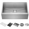 imageRivet 45inch Workstation Kitchen Sink Undermount 16 Gauge Stainless Steel Single Bowl with 2Tier WorkFlow Ledge and Chefs Kit of 11 Accessories 95BA13145SSSStainless Steel