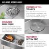 imageRivet 45inch Workstation Kitchen Sink Undermount 16 Gauge Stainless Steel Single Bowl with 2Tier WorkFlow Ledge and Chefs Kit of 11 Accessories 95BA13145SSSStainless Steel