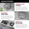 imageRivet 45inch Workstation Kitchen Sink Undermount 16 Gauge Stainless Steel Single Bowl with 2Tier WorkFlow Ledge and Chefs Kit of 11 Accessories 95BA13145SSSStainless Steel