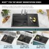 imageRivet 45inch Workstation Kitchen Sink Undermount 16 Gauge Stainless Steel Single Bowl with 2Tier WorkFlow Ledge and Chefs Kit of 11 Accessories 95BA13145SSSGunmetal