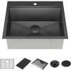 imageRivet 45inch Workstation Kitchen Sink Undermount 16 Gauge Stainless Steel Single Bowl with 2Tier WorkFlow Ledge and Chefs Kit of 11 Accessories 95BA13145SSSGunmetal