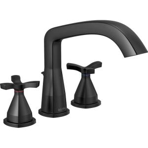 imageDelta Faucet Stryke Roman Tub Faucet  T27766BL  Sleek Bathtub Handles ampamp Faucet  Modern Bathroom Fixtures  Matte Black Spoke Handles Valve Sold SeparatelyMatte Black