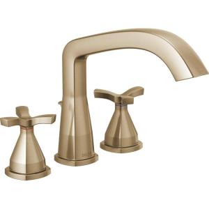 imageDelta Faucet Stryke Roman Tub Faucet  T27766BL  Sleek Bathtub Handles ampamp Faucet  Modern Bathroom Fixtures  Matte Black Spoke Handles Valve Sold SeparatelyChampagne Bronze
