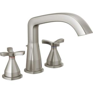 imageDelta Faucet Stryke Roman Tub Faucet  T27766BL  Sleek Bathtub Handles ampamp Faucet  Modern Bathroom Fixtures  Matte Black Spoke Handles Valve Sold SeparatelyStainless
