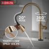 imageDelta Faucet Renaldi Touchless ProClean Kitchen Faucet with Touch Technology and Soap Dispenser in Arctic StainlessChampagne Bronze