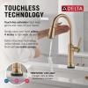 imageDelta Faucet Renaldi Touchless ProClean Kitchen Faucet with Touch Technology and Soap Dispenser in Arctic StainlessChampagne Bronze
