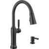 imageDelta Faucet Renaldi Touchless ProClean Kitchen Faucet with Touch Technology and Soap Dispenser in Arctic StainlessMatte Black