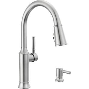 imageDelta Faucet Renaldi Touchless ProClean Kitchen Faucet with Touch Technology and Soap Dispenser in Arctic StainlessArctic Stainless
