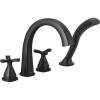 imageDELTA FAUCET T47776BL Four Hole Roman Tub Trim DeckMount with Diverter Matte Black