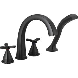 imageDELTA FAUCET T47776BL Four Hole Roman Tub Trim DeckMount with Diverter Matte Black