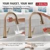 imageDelta Faucet Emmeline Touchless Kitchen Faucet with Touch Technology Black Kitchen Sink Faucet with Pull Down Sprayer Matte Black 9182TLBLDSTLumicoat Champagne Bronze