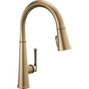 imageDelta Faucet Emmeline Touchless Kitchen Faucet with Touch Technology Black Kitchen Sink Faucet with Pull Down Sprayer Matte Black 9182TLBLDSTLumicoat Champagne Bronze