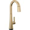 imageDelta Faucet Monrovia Touchless Bar Faucet with Touch Technology Black Pull Down Prep Sink Faucet Matte Black 9991TLBLDSTLumicoat Champagne Bronze