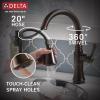 imageDelta Faucet Cassidy Touchless Kitchen Faucet with Touch Technology Brushed Nickel Kitchen Sink Faucet with Pull Down Sprayer Lumicoat Arctic Stainless 9197TLARPRDSTVenetian Bronze