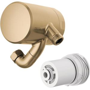 imageDelta Faucet 5Setting H2Okinetic Shower Head Black Stainless with Clarifi Premium Shower Filter Attachment with FilterChampagne Bronze