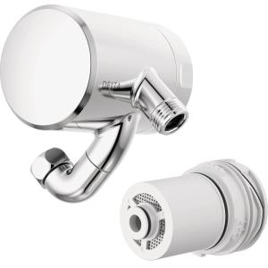 imageDelta Faucet 5Setting H2Okinetic Shower Head Black Stainless with Clarifi Premium Shower Filter Attachment with FilterChrome