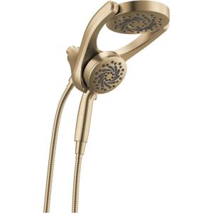 imageDelta Faucet 5Setting HydroRain 2in1 Dual Shower Head with ProClean Spray Gold Round Shower Head with Hose Hand Held Shower Head Champagne Bronze 75419CZChampagne Bronze