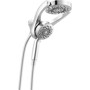 imageDelta Faucet 5Setting HydroRain 2in1 Dual Shower Head with ProClean Spray Gold Round Shower Head with Hose Hand Held Shower Head Champagne Bronze 75419CZChrome