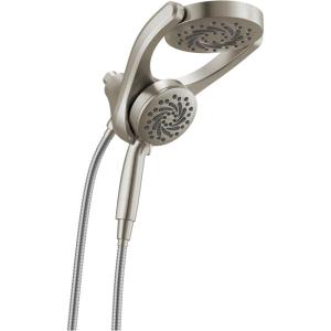 imageDelta Faucet 5Setting HydroRain 2in1 Dual Shower Head with ProClean Spray Gold Round Shower Head with Hose Hand Held Shower Head Champagne Bronze 75419CZSpotshield Brushed Nickel