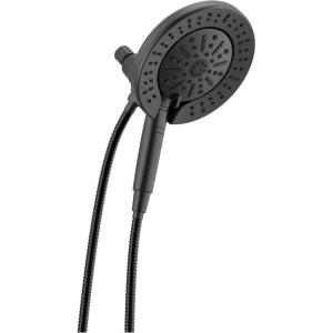 imageDelta Faucet 6Setting In2ition 2in1 Dual Shower Head with ProClean Spray Matte Black Round Shower Head with Hose Hand Held Shower Head Matte Black 75655BLMatte Black