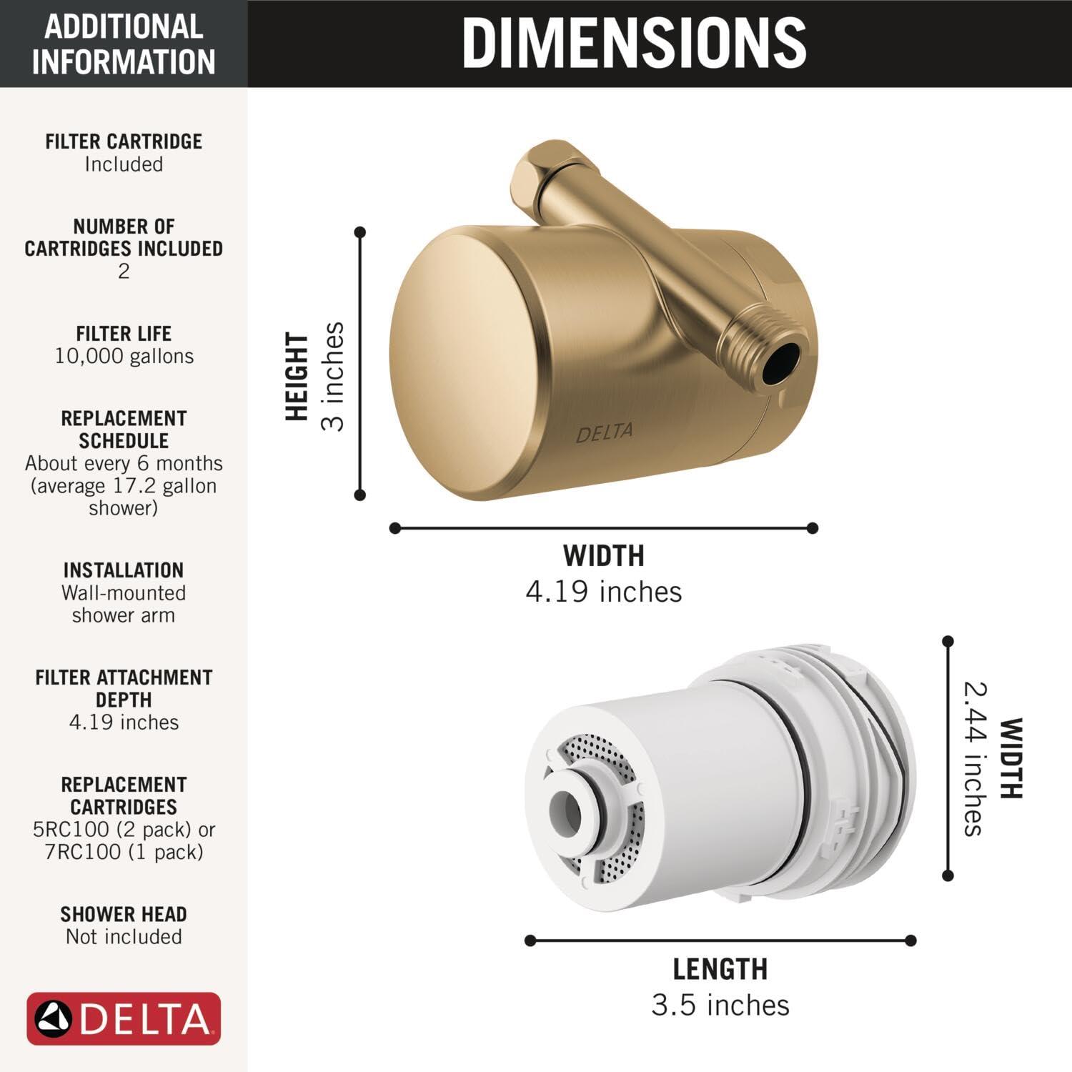 imageDelta Faucet Clarifi Standard Shower Filter Attachment Chrome with Additional Filter CartridgeChampagne Bronze
