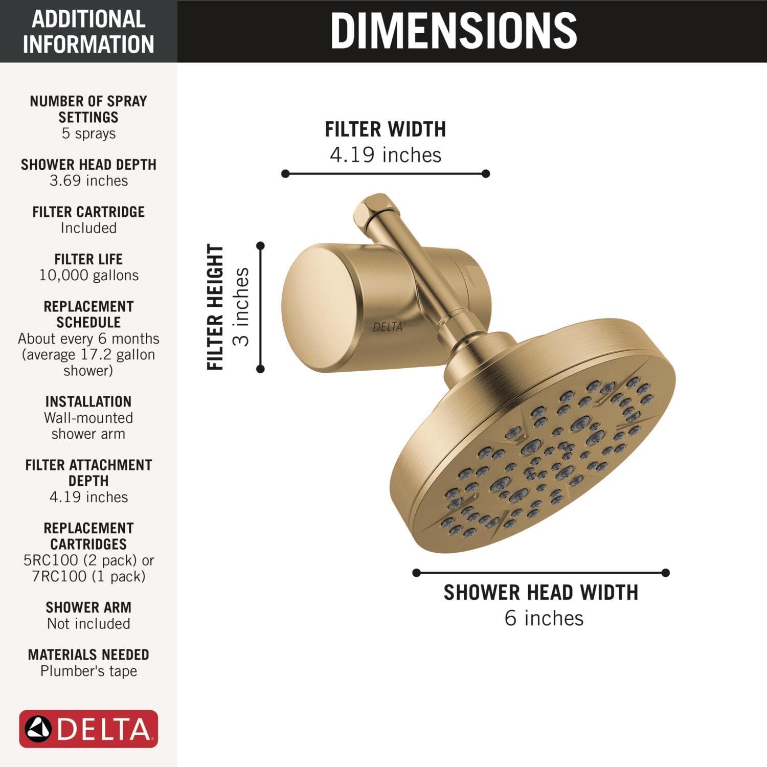 imageDelta Faucet Clarifi Standard Shower Filter Attachment Chrome with Additional Filter CartridgeChampagne Bronze