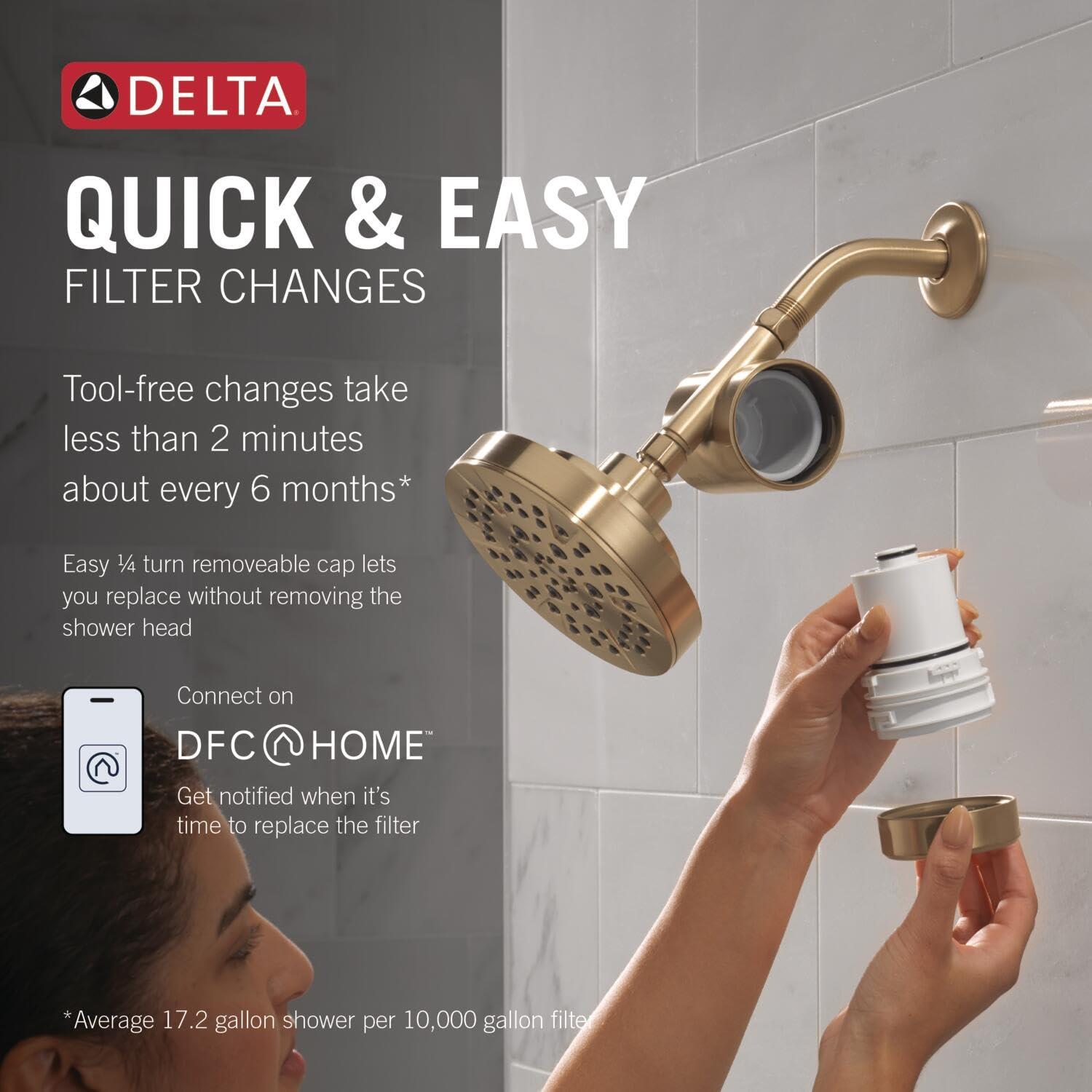 imageDelta Faucet Clarifi Standard Shower Filter Attachment Chrome with Additional Filter CartridgeChampagne Bronze